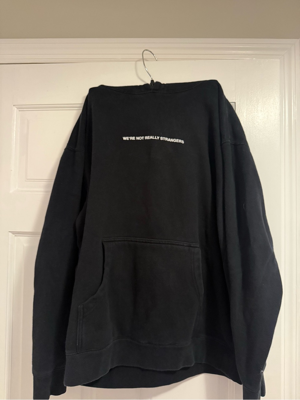 Black Graphic Crewneck Sweatshirt - We're Not Really Strangers